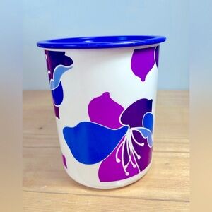 Tupperware One Touch Canister Spring Blossom Purple Floral 3qt Stackable 2012
